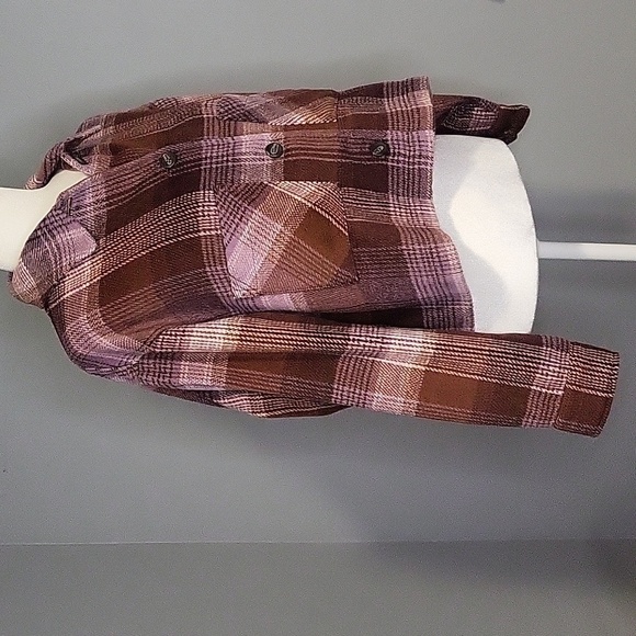 For The Republic Plaid Cropped Button Up Lightweight Soft Jacket Shacket Size M - Picture 2 of 8